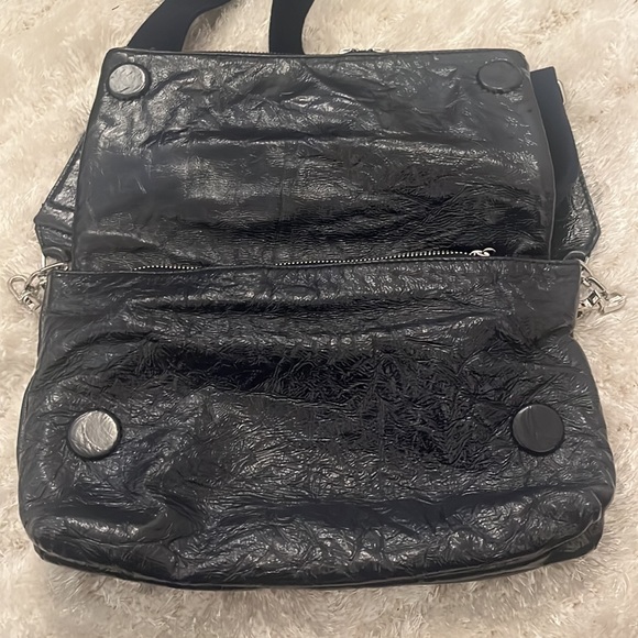 Zadig & Voltaire Navy Blue Crackled Patent Leather Rock Shoulder Bag - Picture 8 of 10